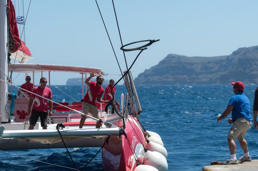 Santorini: Dream Catcher 5-hour Sailing Trip in the Caldera - The volcano and hot springs stop
