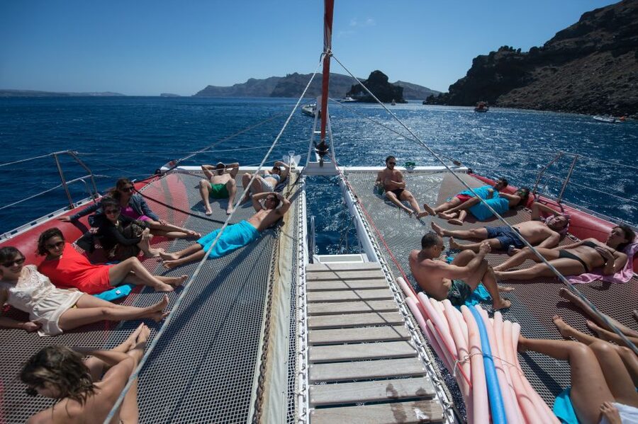 Santorini: Dream Catcher 5-hour Sailing Trip in the Caldera - From Vlihada Marina to Akrotiri