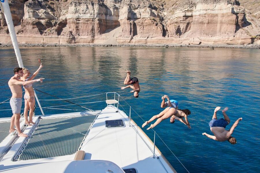 Santorini Gold Catamaran Cruise with Snorkel, BBQ & Open Bar - What makes this Santorini catamaran cruise worth considering