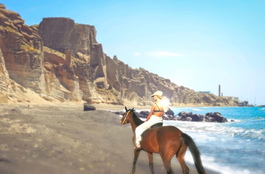 Santorini: Horseback Riding Tour on the Beach - The first stretch through vineyards and local paths