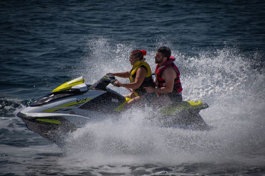 Santorini: Perivolos Beach Jet Ski Rental - The safety briefing comes before the fun