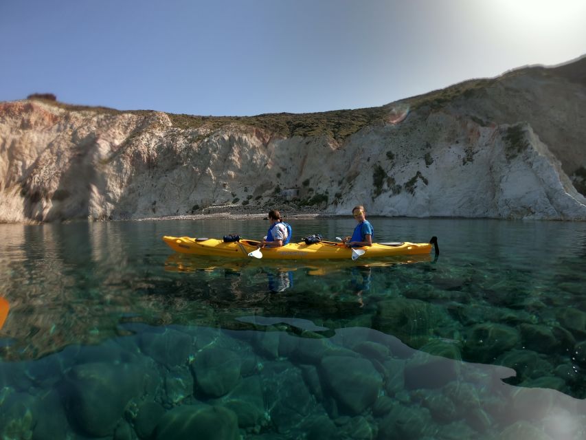 Santorini: Sea Caves Kayak Trip with Snorkeling and Picnic - Black Mountain and the Snorkeling Stop