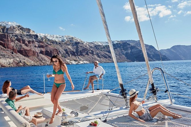 Santorini Sunset Luxury Sailing Catamaran Cruise with BBQ, drinks, transfer - Why Santorini looks better from the water