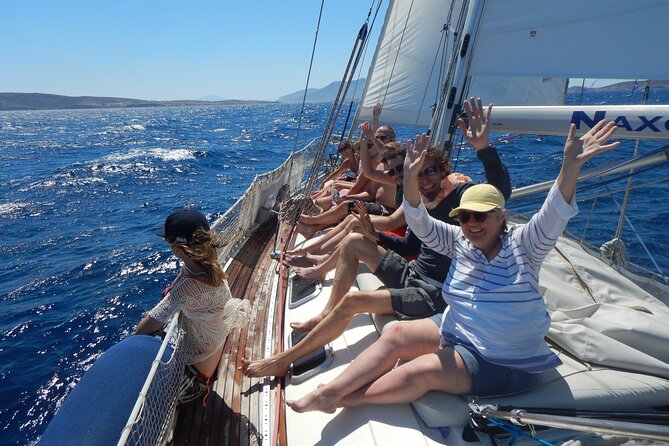 Semi-private Antiparos & Caves Blue Lagoon OR Rina Cave & Small Cyclades - Captain George, sailing lessons, and the onboard mood