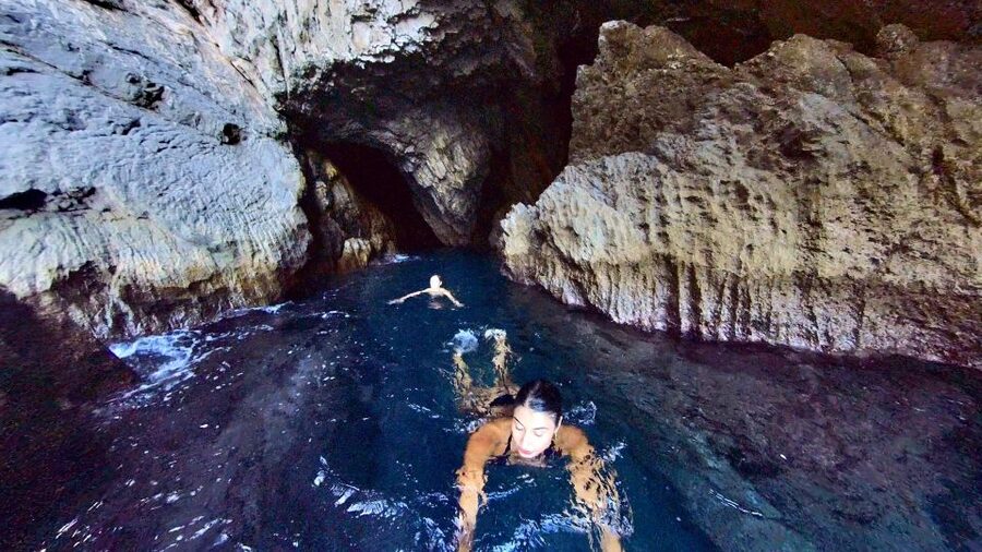 Skiathos: Private Lalaria Beach and Caves Speedboat Tour - The first swim stop and the Blue Cave