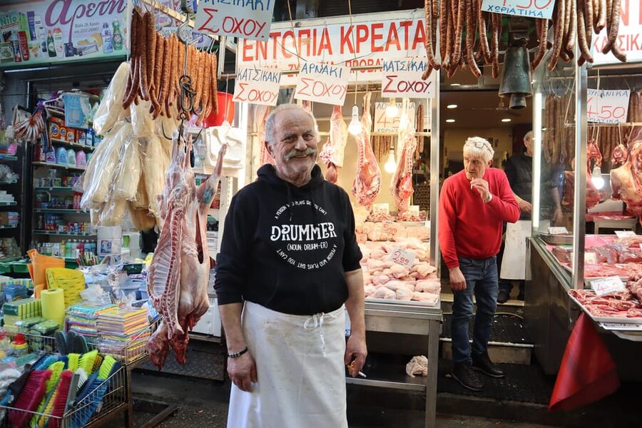 Thessaloniki Food Tour with a Local Chef - The opening spread: baked goods, cheese, and Greek drinks