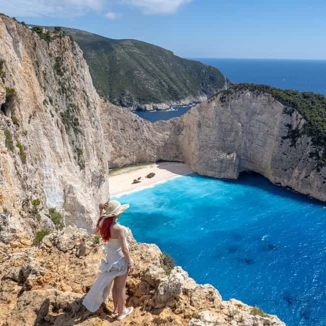 Zakinthos: Shipwreck Beach and Blue Caves Land and Sea Tour - White Beach brings another swim and another shade of blue